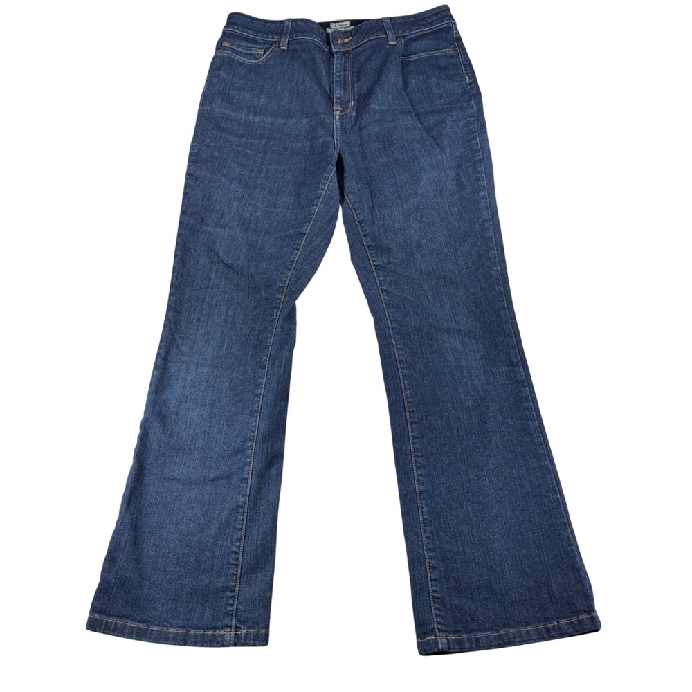 LL Bean Women's Jeans Size 14 Classic Fit Straight‎ Leg Dark Blue Stretch